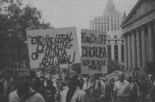 Demonstration in New York City im September 1992 für die Freiheit von Mumia Abu-Jamal und Dhoruba bin-Wahad