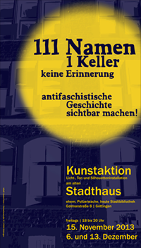 Plakat: 111 Namen 1 Keller Keine Erinnerung