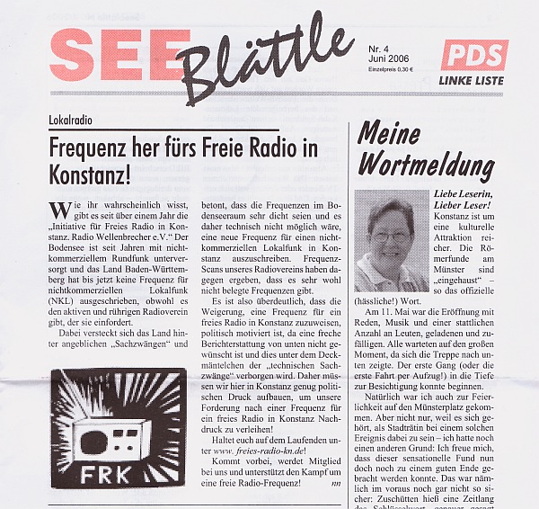 Wellenbrecher Frequenz her fürs Freie Radio in Konstanz!
