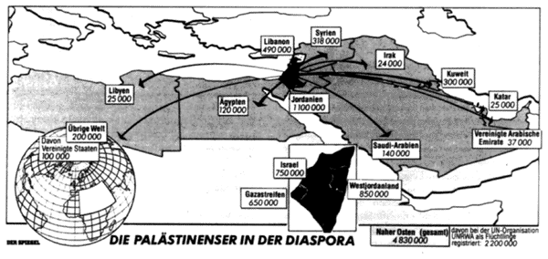 Karte der Wohngebiete von Palästinensern