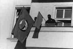 Autonome Fahnen w�hrend der Luxemburg-Liebknecht-Demo in Berlin